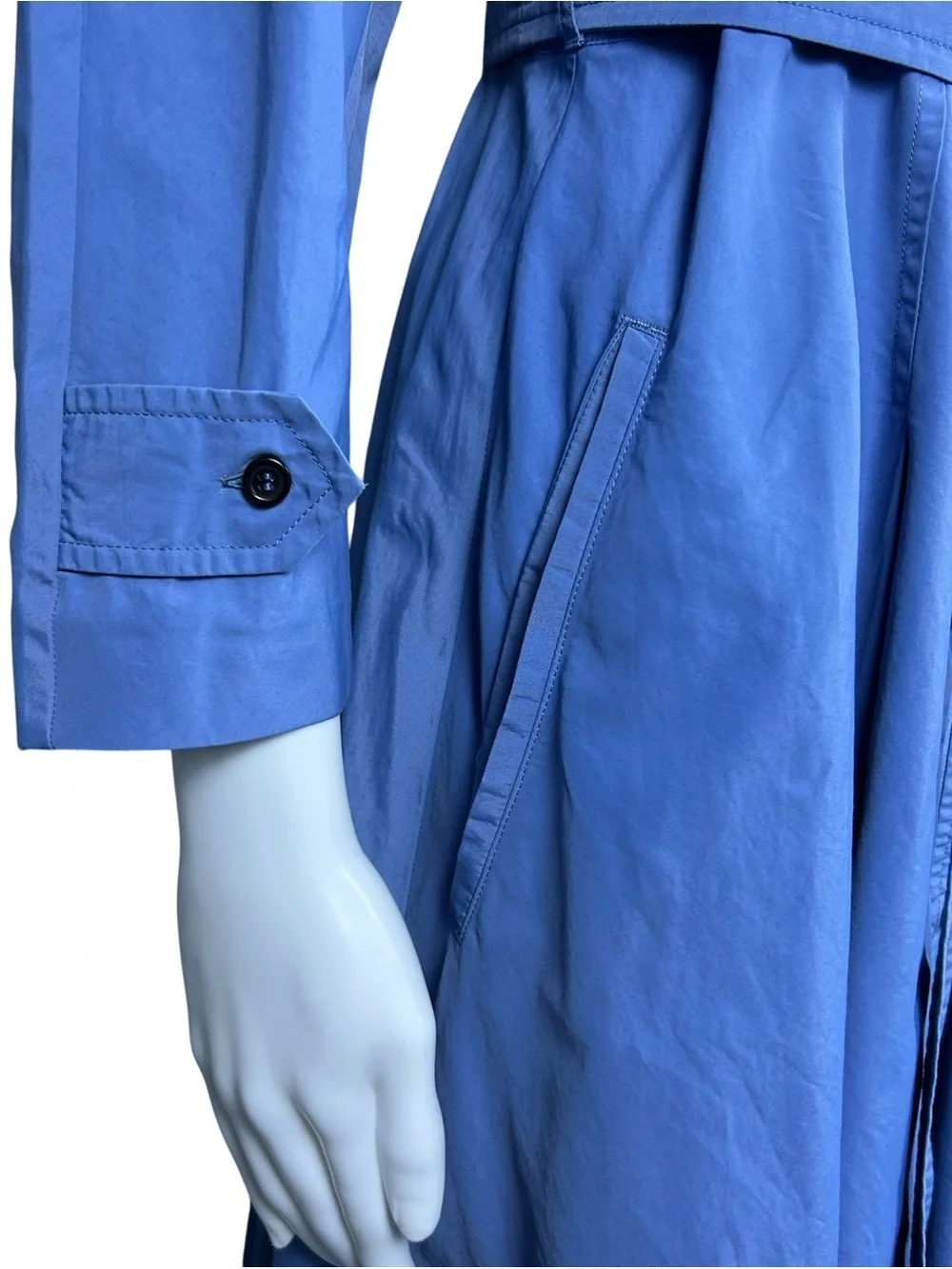 ’S MaxMara Belted Midi Shirt Dress Size 6 Blue Pockets Button Front Preppy - Picture 5 of 16